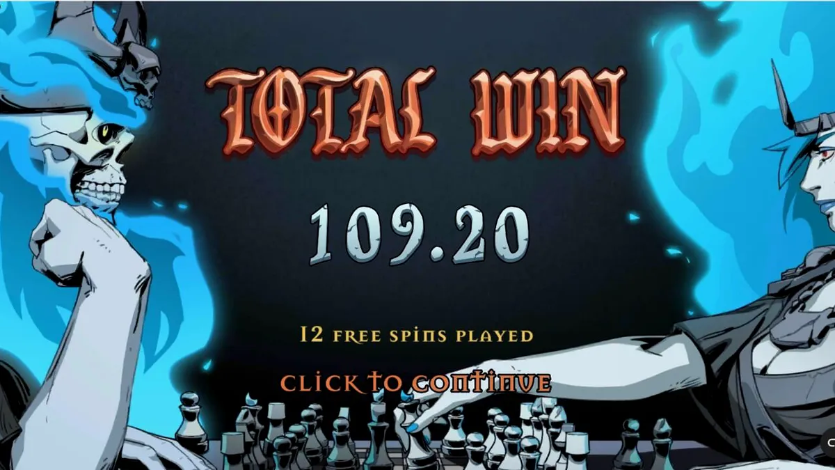 Tampilan visual slot Dynasty of Death dengan tema mitologi Yunani dan elemen catur yang gelap.